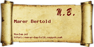 Marer Bertold névjegykártya